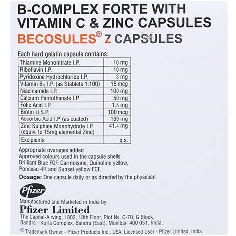 difference between becosules and becosules z|Becosules Z Capsule with Vitamin B Complex, Vitamin C & Zinc.
